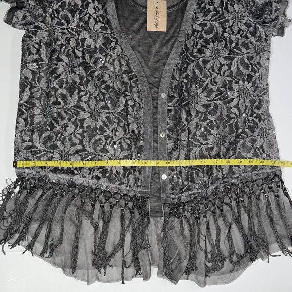 NWT A Touch Of Style - Women Sz XL - 2 Peice Set Grey Tank Top & Grey Lace Top - Picture 6 of 16
